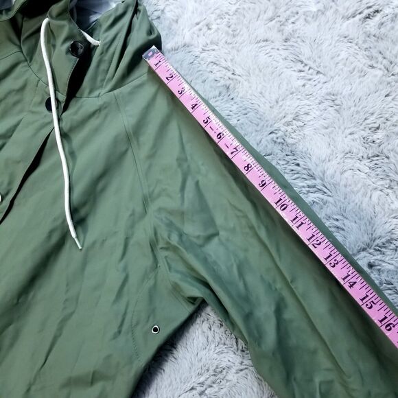 H&M Logg Label Of Graded Womens Rain Jacket Slicker Size Small Green Coating - Picture 6 of 11